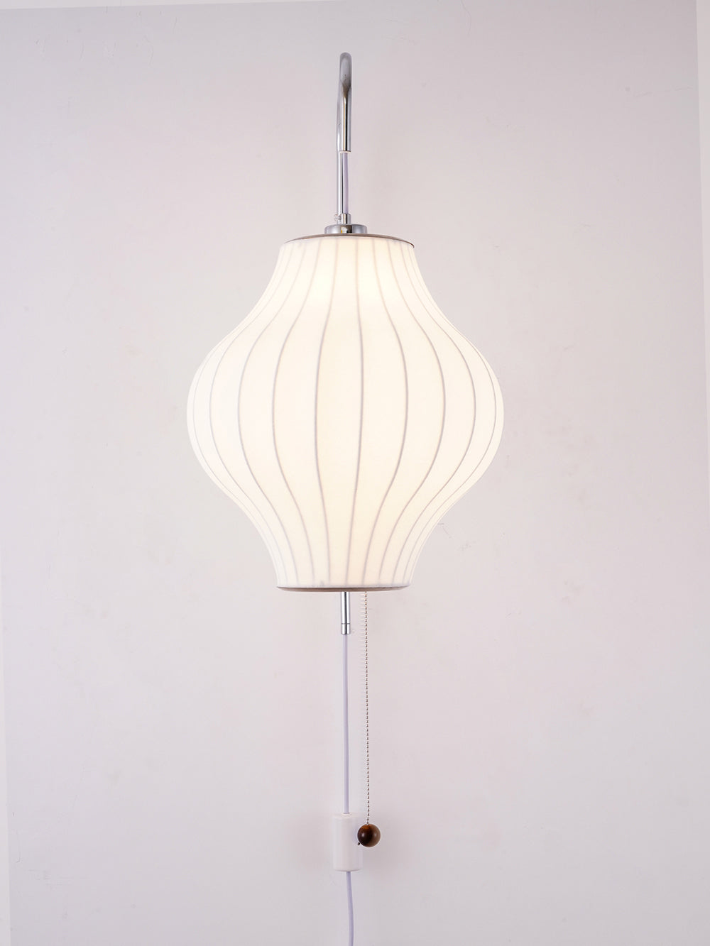 Wandlamp Zijden Kap Walnoot Metaal Wit Woonkamer Slaapkamer | Sansoti