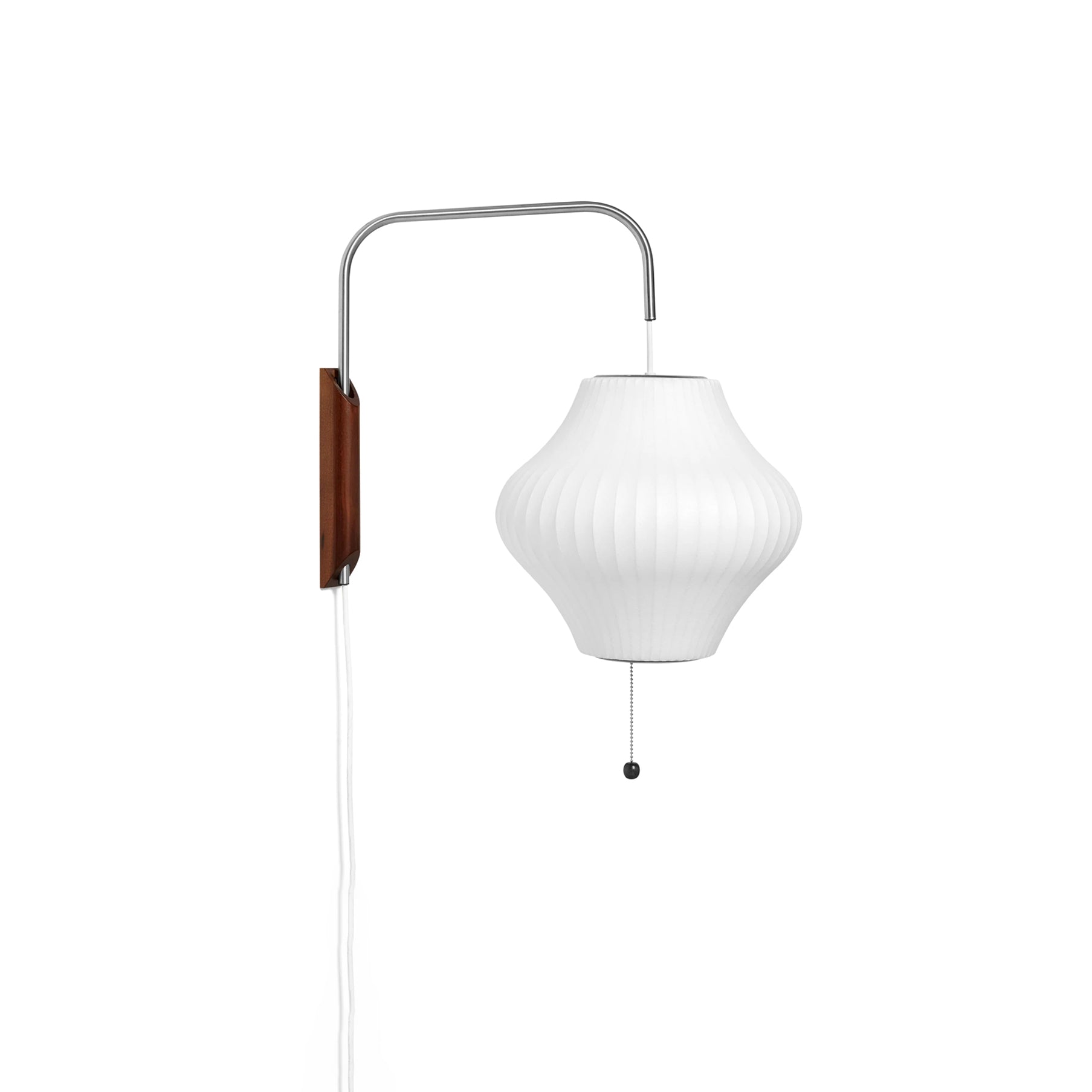 Wandlamp Zijden Kap Walnoot Metaal Wit Woonkamer Slaapkamer | Sansoti