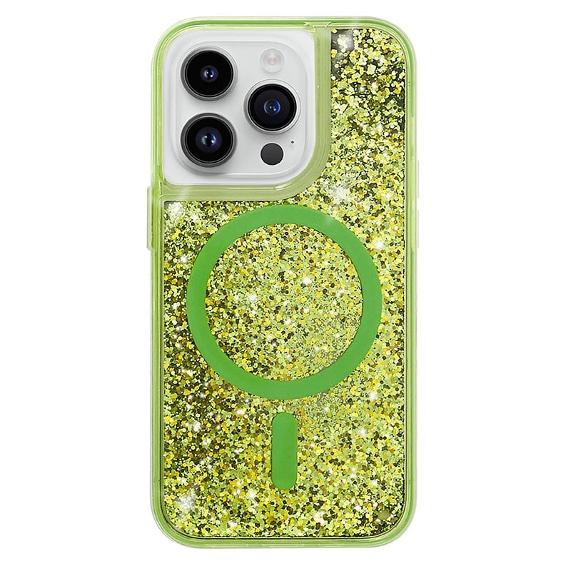 Coque liquide pailletée pour iPhone avec anneau magnétique, transparente, coque dynamique en TPU, antichoc | Sansoti