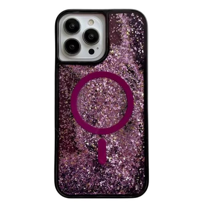 Coque liquide pailletée pour iPhone avec anneau magnétique, transparente, coque dynamique en TPU, antichoc | Sansoti