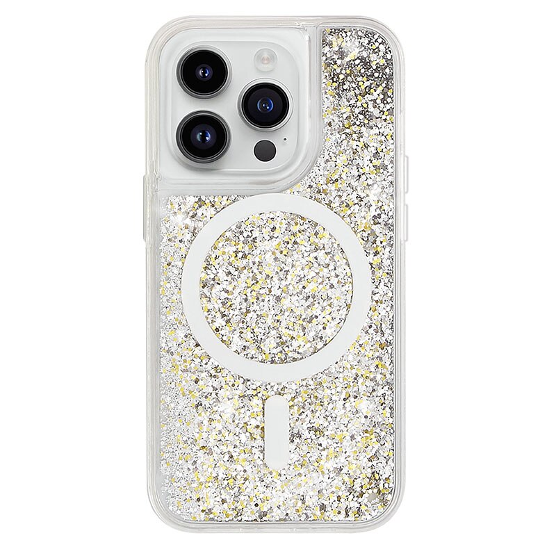 Coque liquide pailletée pour iPhone avec anneau magnétique, transparente, coque dynamique en TPU, antichoc | Sansoti