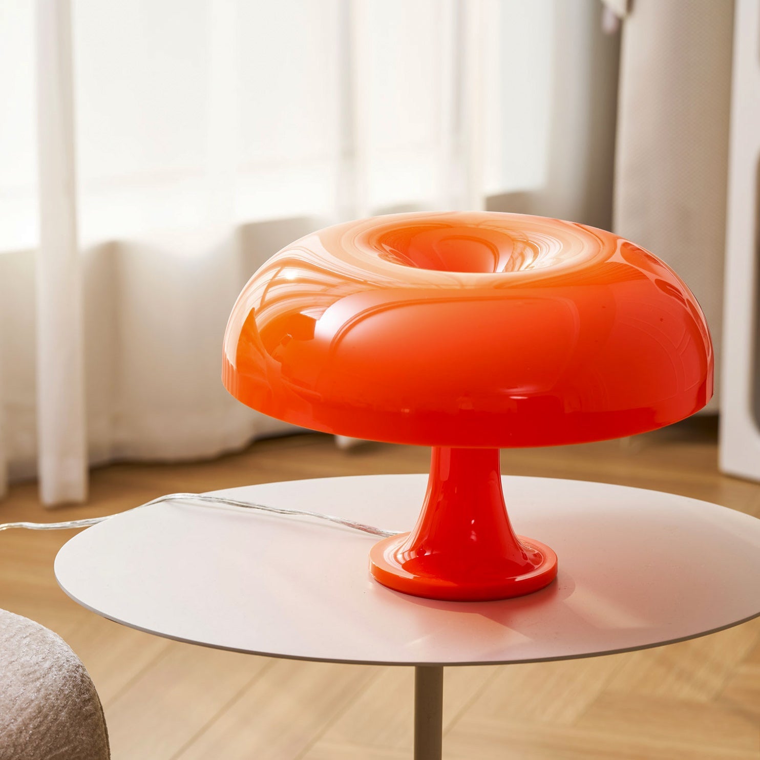 Paddenstoelvormige Tafellamp met 4 Lichtbronnen en Gedimde Retro Sfeer | Sansoti
