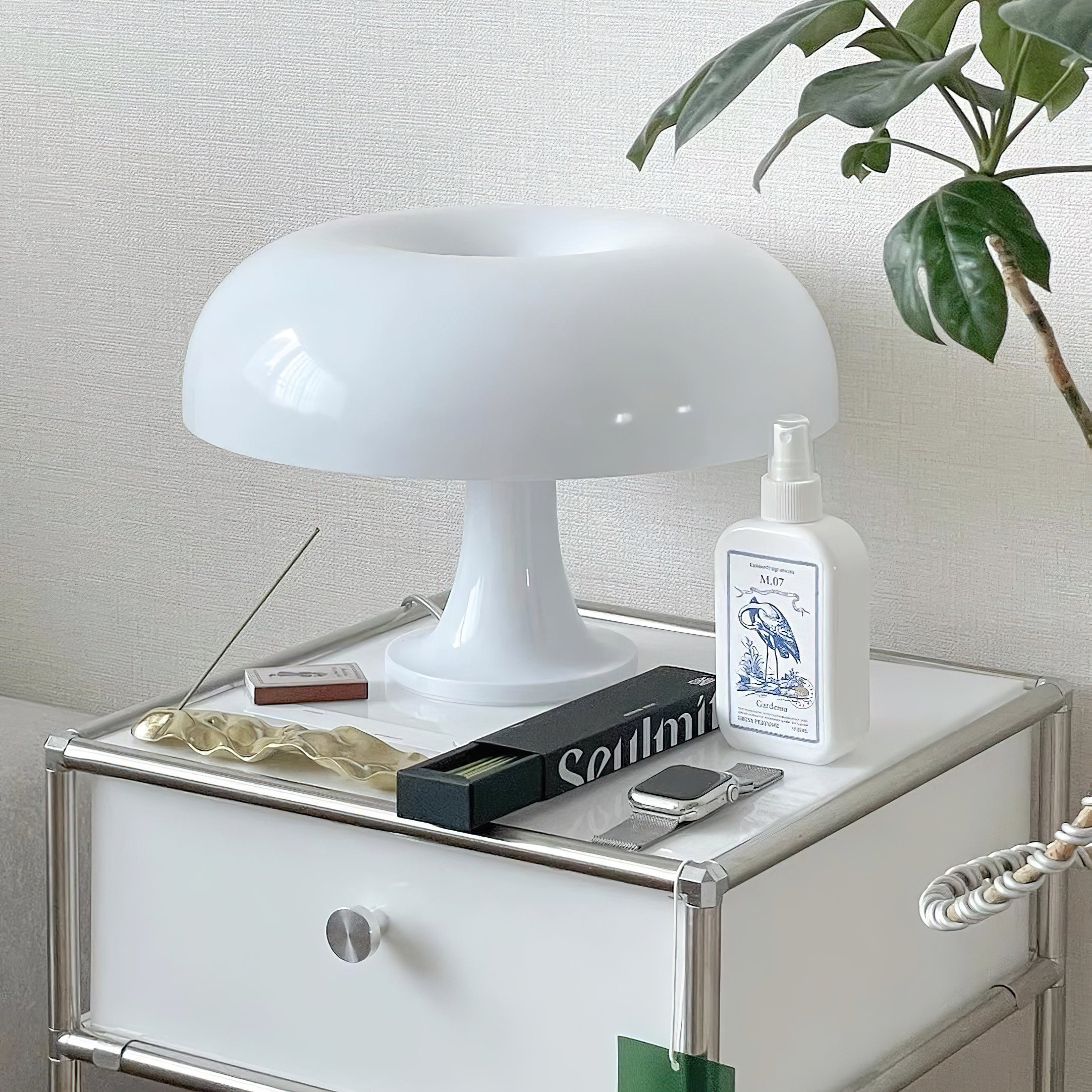 Paddenstoelvormige Tafellamp met 4 Lichtbronnen en Gedimde Retro Sfeer | Sansoti