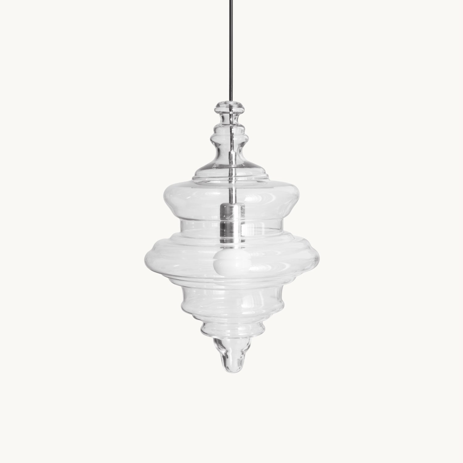 Hanglamp Geïnspireerd op Metropolitan Opera met Vloeiende Silhouet – Handgemaakt Glas in Transparant, Opaal of Amber – Verstelbare Draad 150 cm | Sansoti