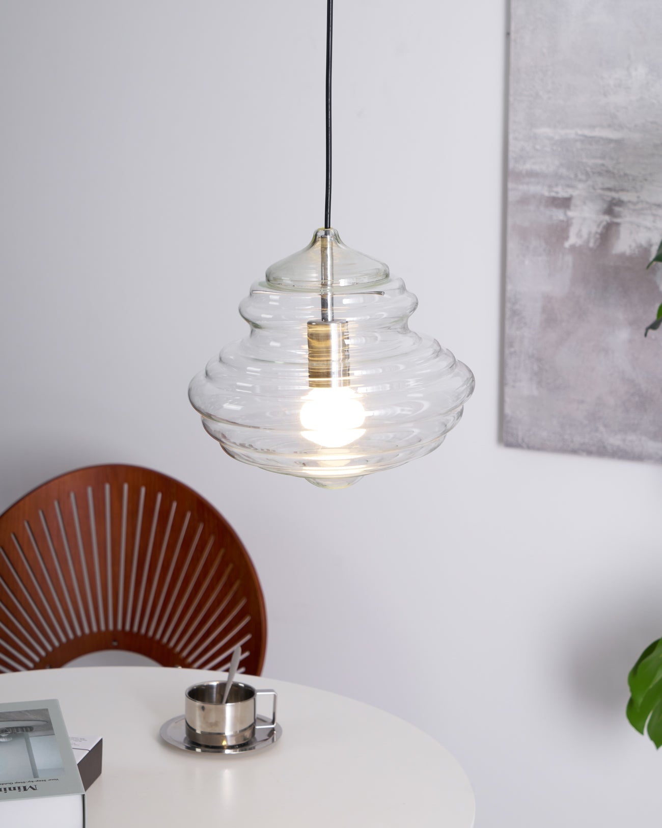 Hanglamp Geïnspireerd op Metropolitan Opera met Vloeiende Silhouet – Handgemaakt Glas in Transparant, Opaal of Amber – Verstelbare Draad 150 cm | Sansoti