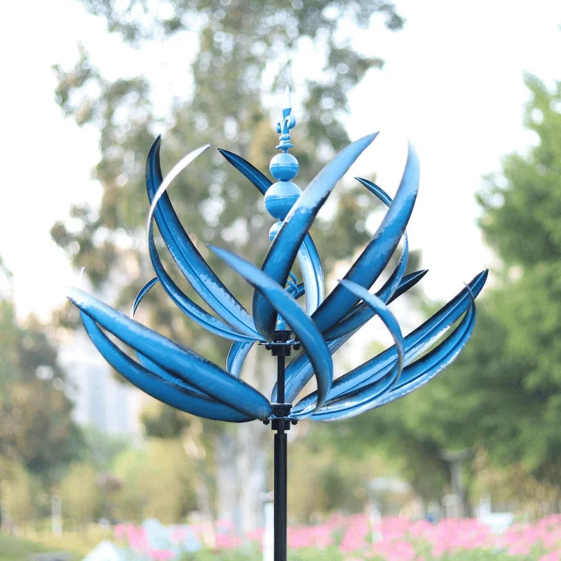 Tuindecoratie Windmolen Rood en Blauw | Rustgevend Tuinornament voor in de Tuin | Bewegende Windgong voor Buiten | Sansoti