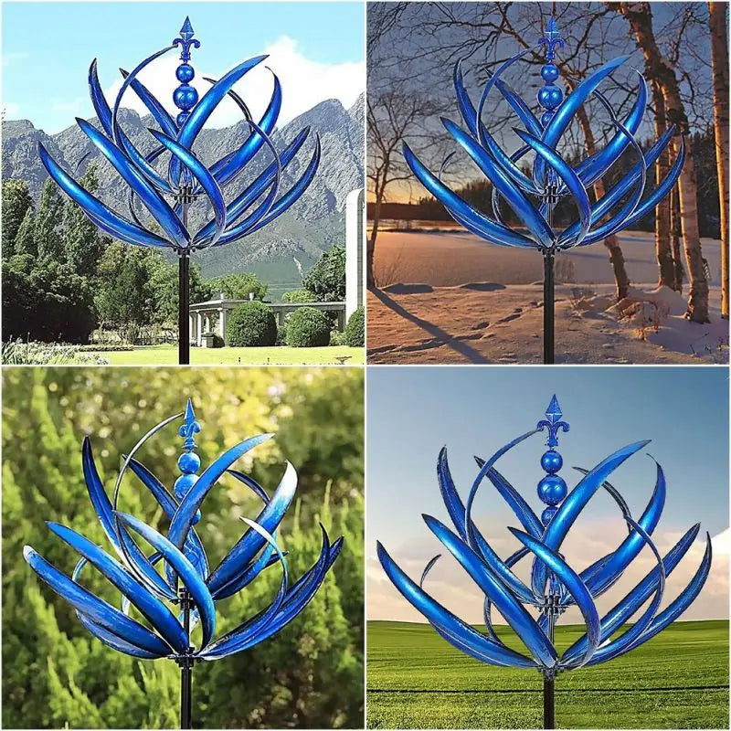Tuindecoratie Windmolen Rood en Blauw | Rustgevend Tuinornament voor in de Tuin | Bewegende Windgong voor Buiten | Sansoti