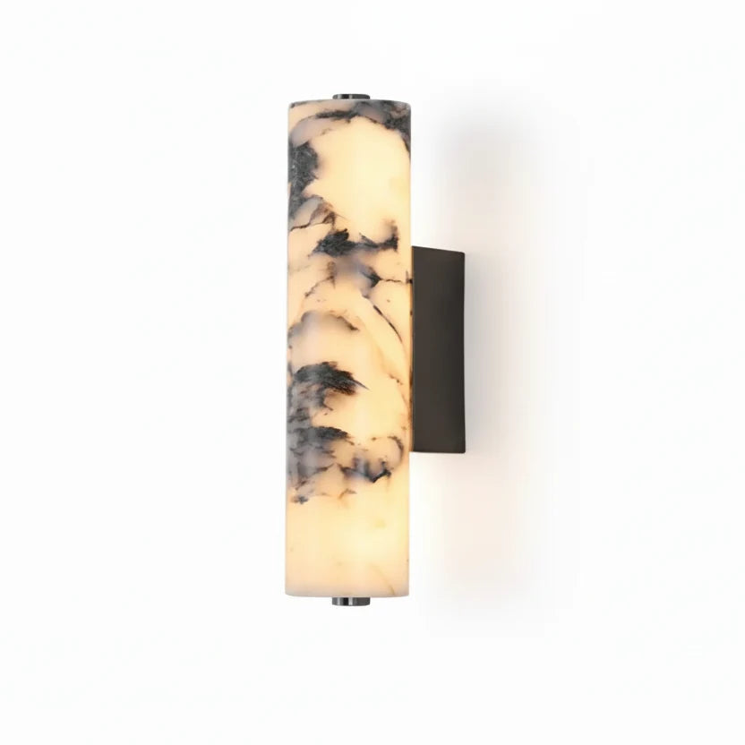 Schmale vertikale Marmor-Wandleuchte LED 28 cm warmweißes Licht Naturstein-Design Flur Schlafzimmer Diele Wohnzimmer | Sansoti