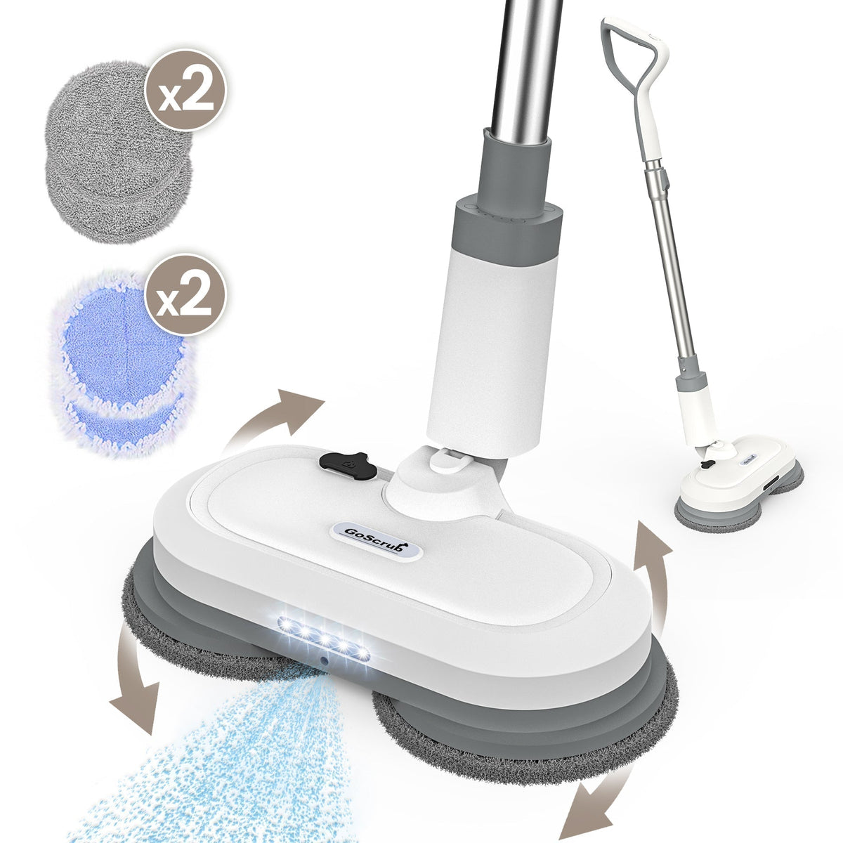 Elektrische Dweilsysteem Oplaadbaar met Sprayfunctie Wasbare Microfiber Pads voor Vloerreiniging Tegels | Sansoti