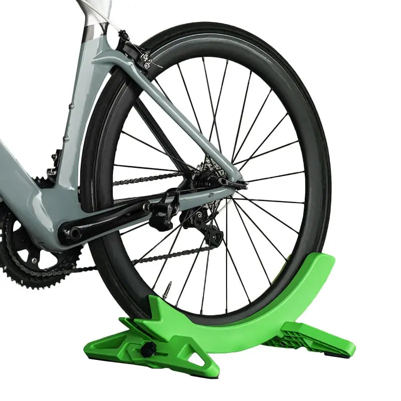 Fietsstandaard ABS Kunststof 54x40cm Bandbreedte 30-80mm Vloerstandaard Garage Kelder Binnen Fiets Parkeren Antislip Zwart Groen | Sansoti