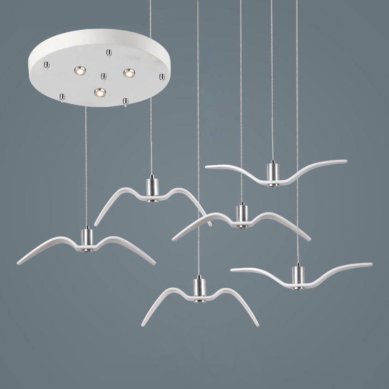 Suspension LED Design Oiseau Résine Aluminium Blanc Noir 3000K 4000K 6000K Salon Suspension Minimaliste Organique Plafonnier | Restfield