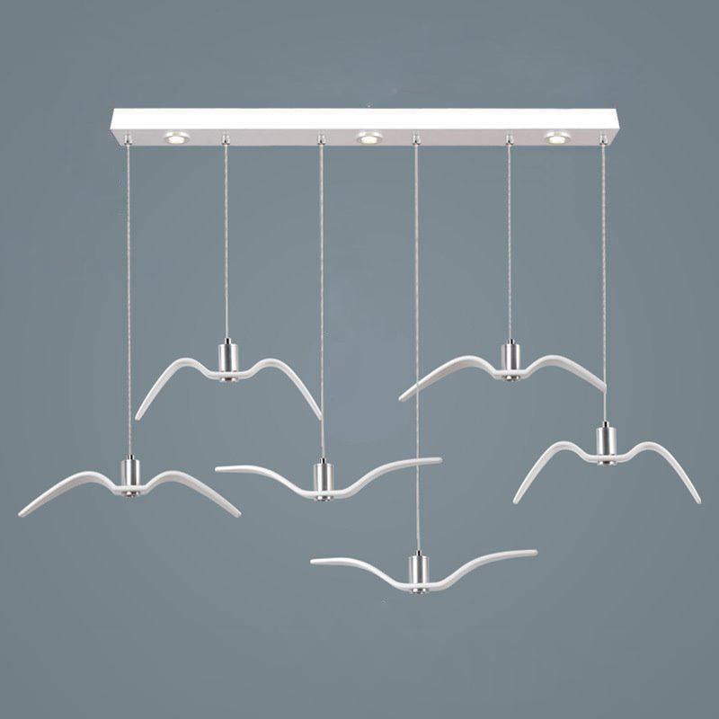 Suspension LED Design Oiseau Résine Aluminium Blanc Noir 3000K 4000K 6000K Salon Suspension Minimaliste Organique Plafonnier | Restfield