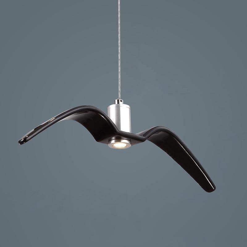 Suspension LED Design Oiseau Résine Aluminium Blanc Noir 3000K 4000K 6000K Salon Suspension Minimaliste Organique Plafonnier | Restfield