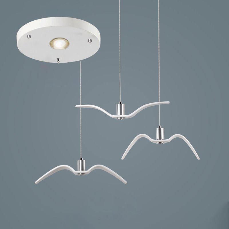 Suspension LED Design Oiseau Résine Aluminium Blanc Noir 3000K 4000K 6000K Salon Suspension Minimaliste Organique Plafonnier | Restfield