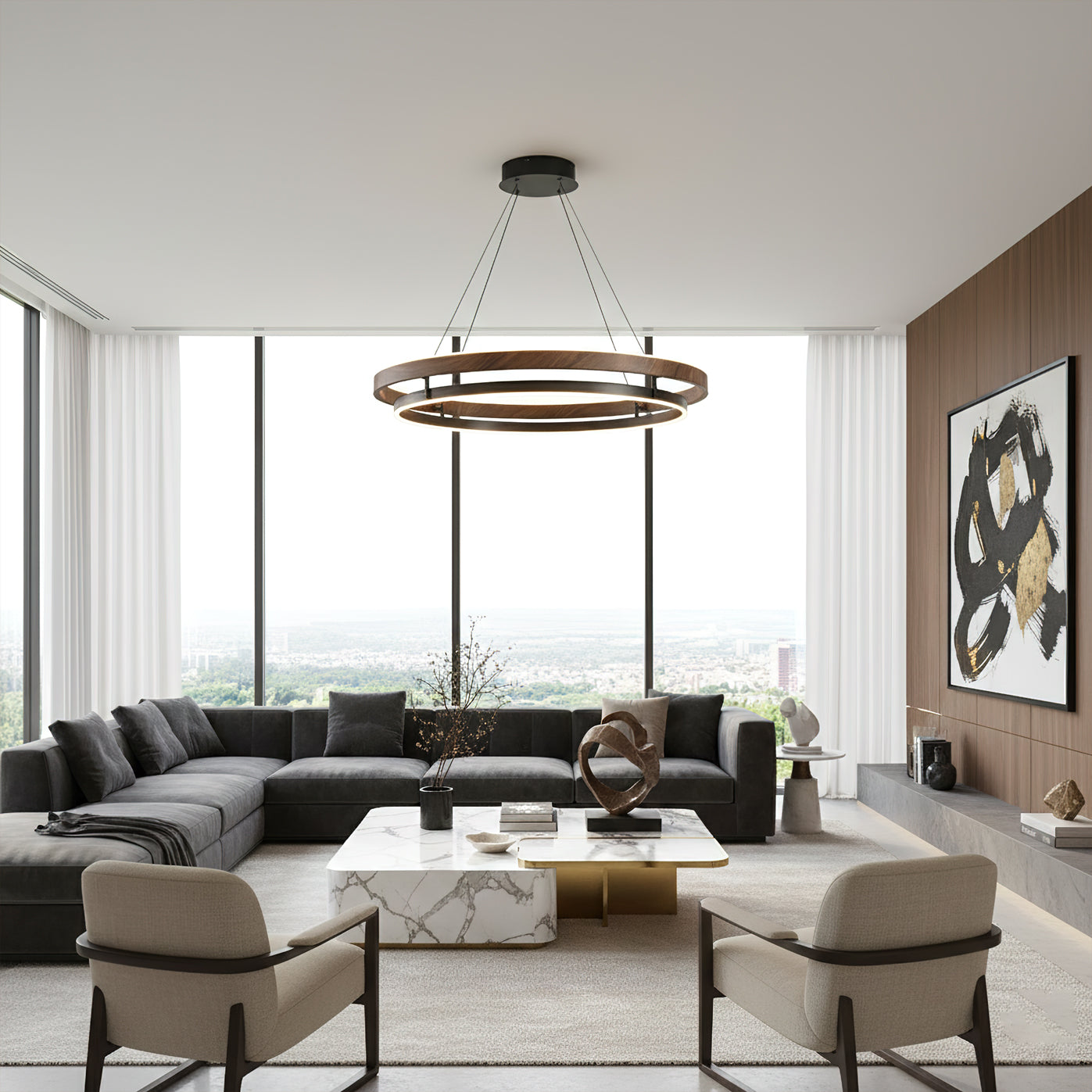 Moderne LED Hanglamp met Ringen – Design Verlichting met Warm Licht | Sansoti
