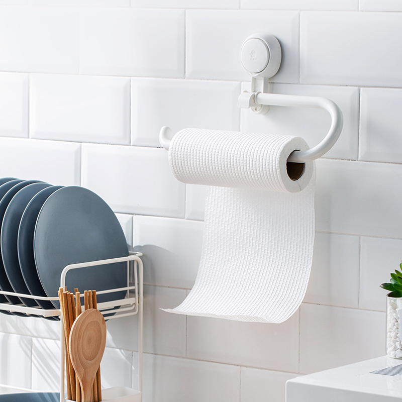 Zuignap Toiletrolhouder met Houtnerf Design Zonder Boren RVS voor Gladde Oppervlakken | Sansoti