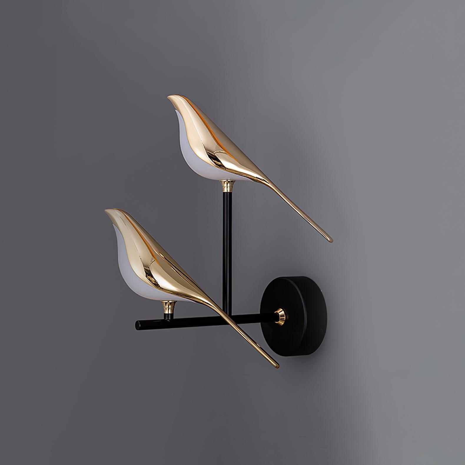 Wandlamp met Vogelmotief en Verstelbare Lamparmen – Zwart & Roségoud Design 1 of 2 Lichtpunten Magnetische Vogel Moderne Decoratieve Verlichting | Sansoti