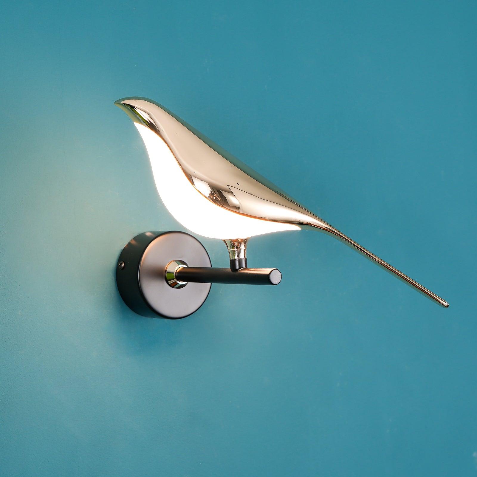 Wandlamp met Vogelmotief en Verstelbare Lamparmen – Zwart & Roségoud Design 1 of 2 Lichtpunten Magnetische Vogel Moderne Decoratieve Verlichting | Sansoti
