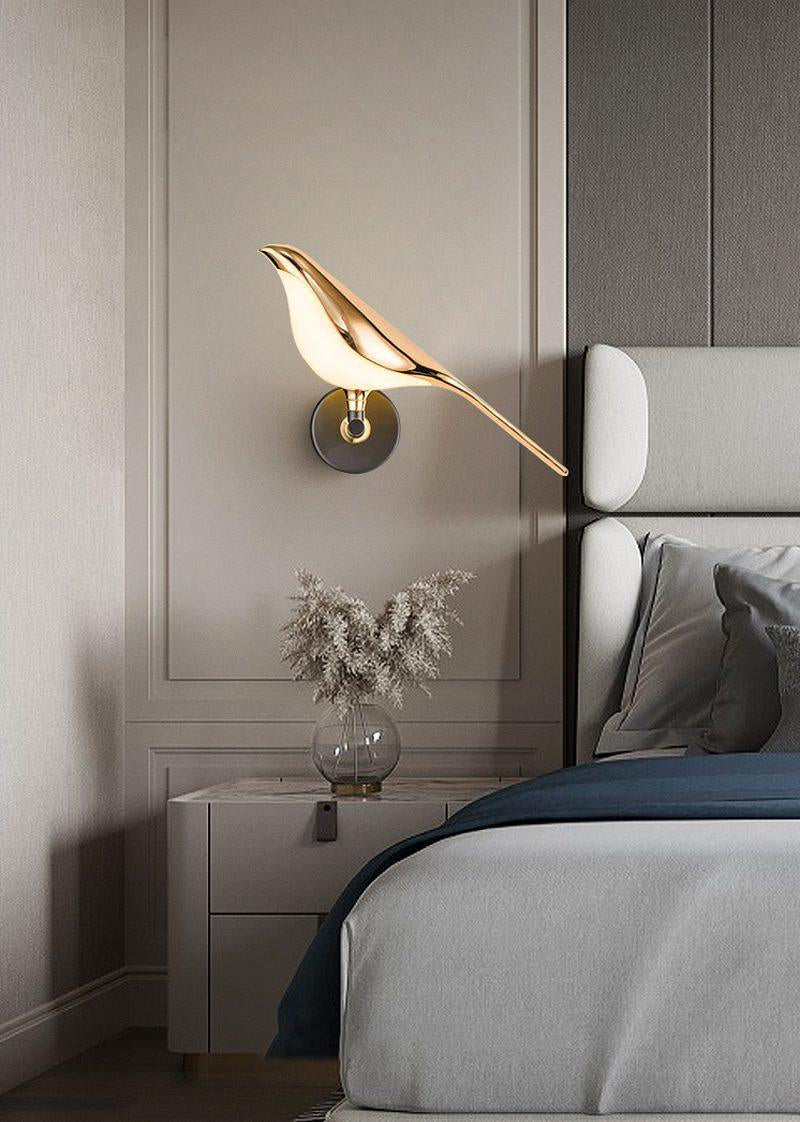 Wandlamp met Vogelmotief en Verstelbare Lamparmen – Zwart & Roségoud Design 1 of 2 Lichtpunten Magnetische Vogel Moderne Decoratieve Verlichting | Sansoti