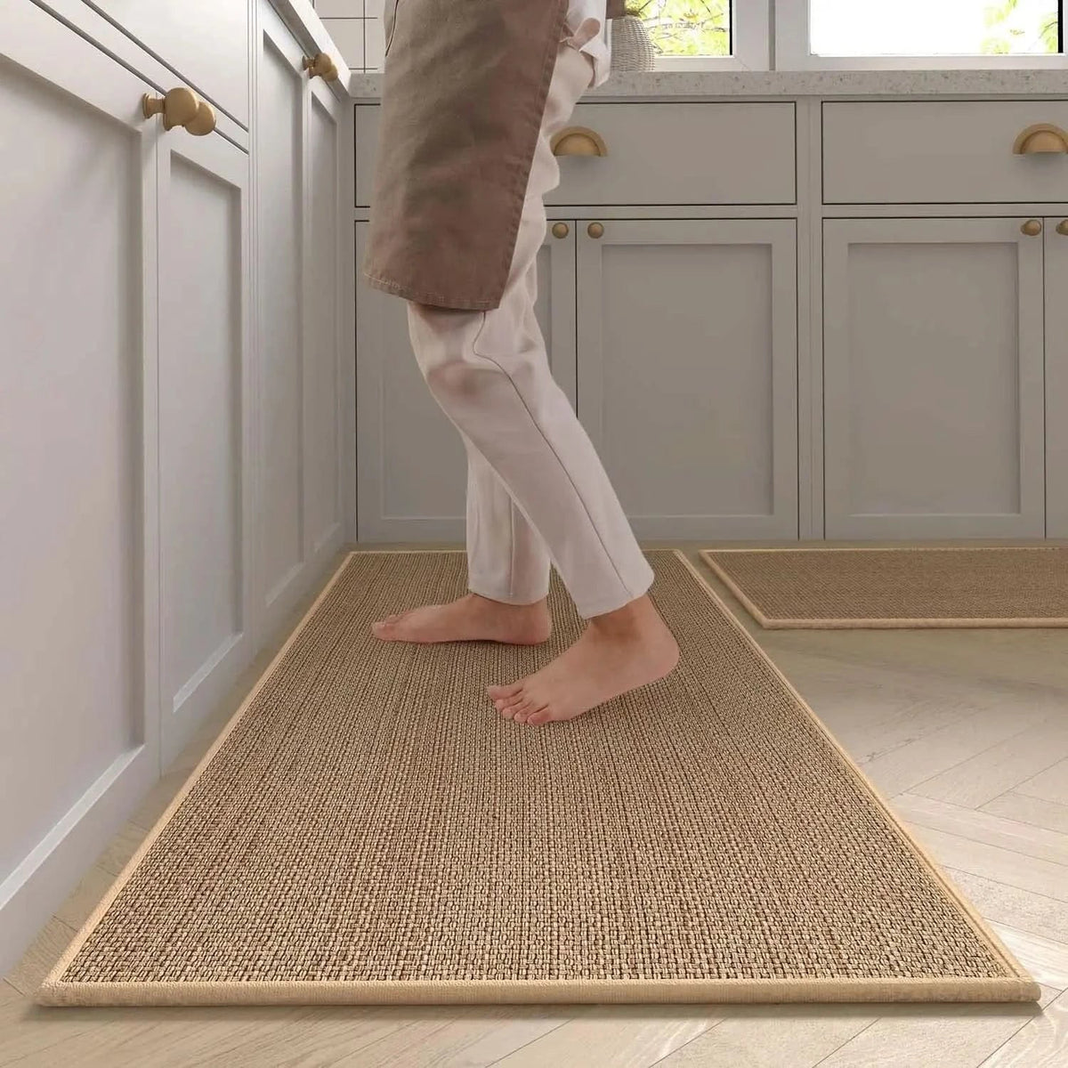 Wasbare Keukenloper Antislip 45-180cm Grijs Khaki Zacht Loopcomfort Moderne Vloermat voor Keuken Gangpad | Sansoti