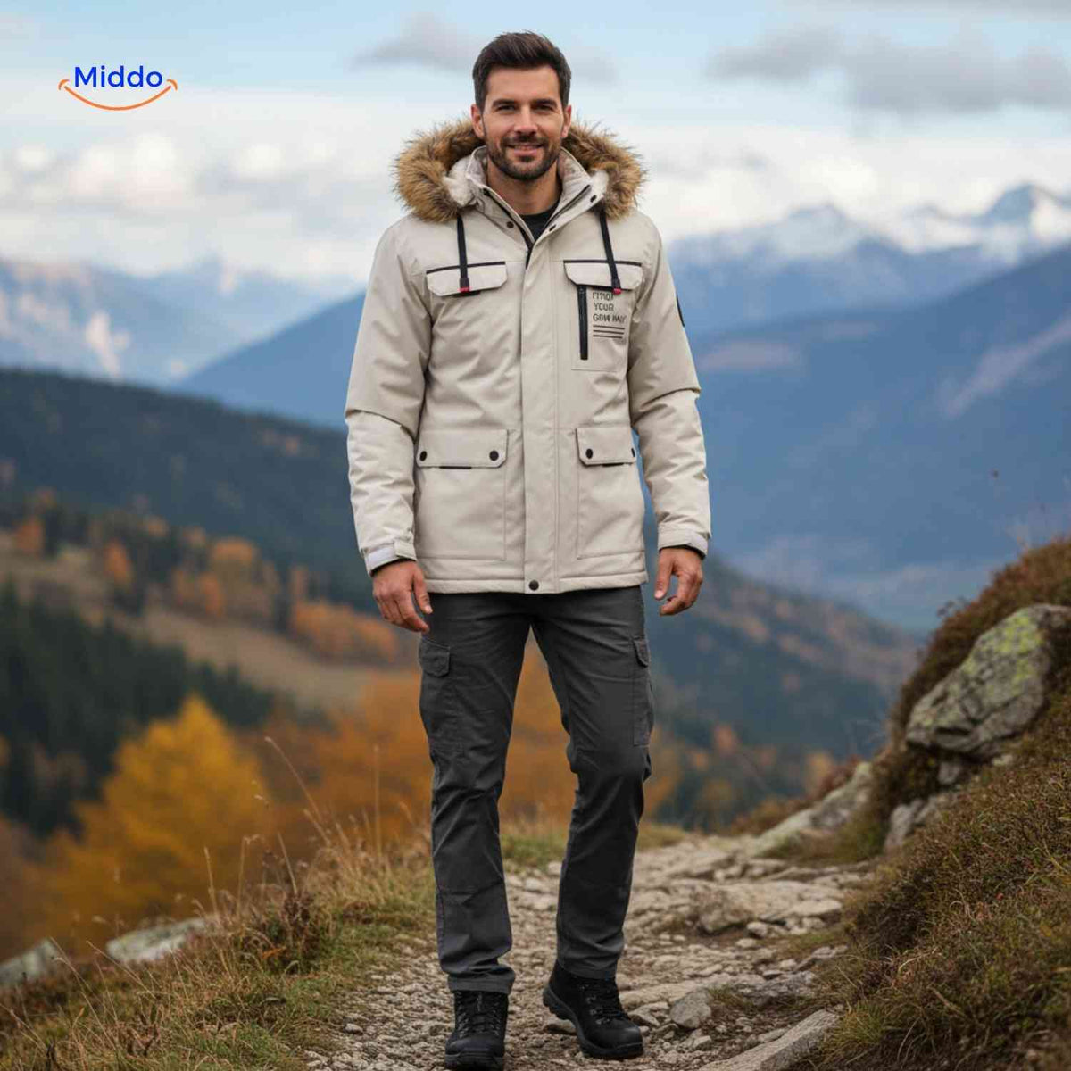 Waterdichte Heren Parka met Capuchon Ademend Windbestendig Lente Herfst Regular Fit Casual Outdoorjas | Sansoti