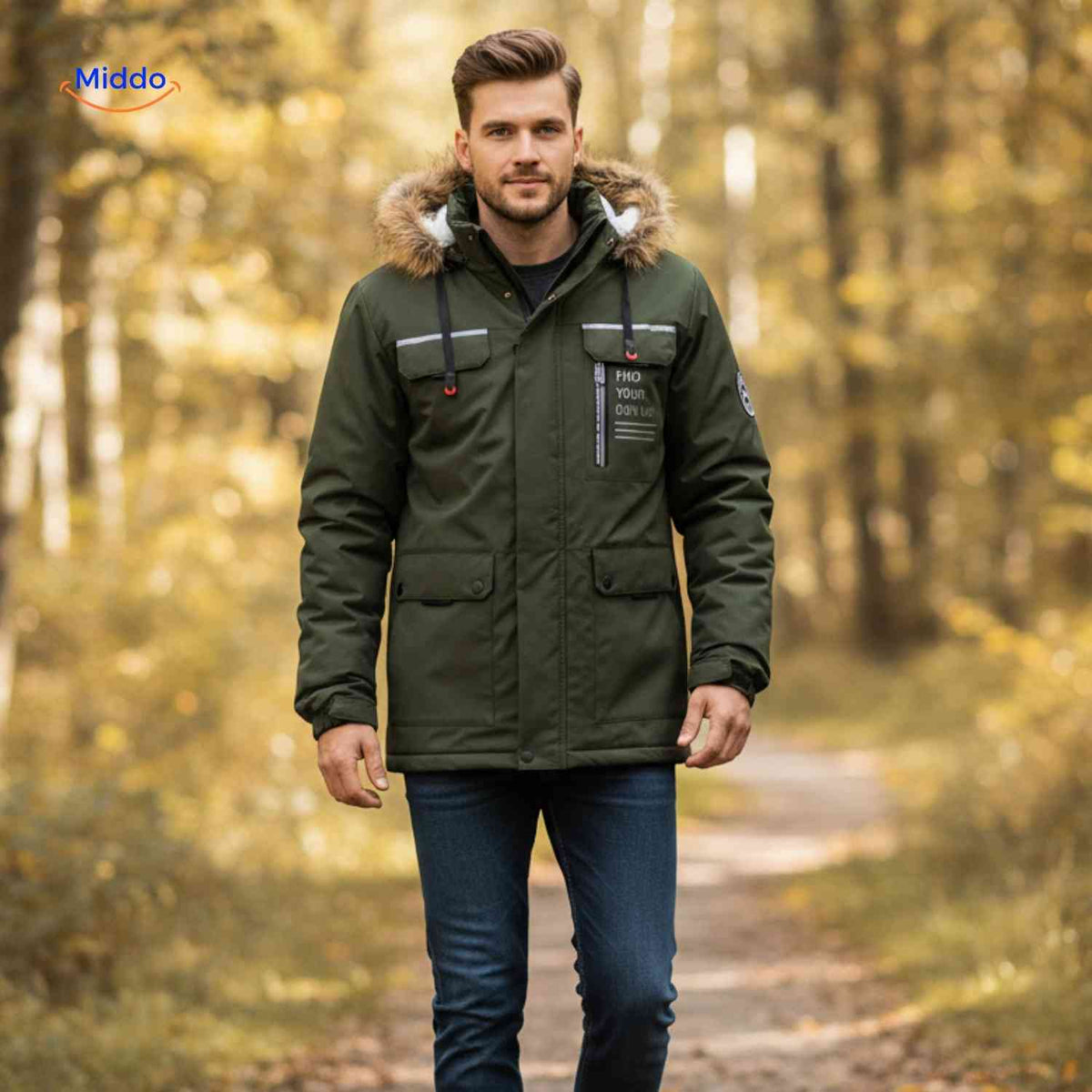 Waterdichte Heren Parka met Capuchon Ademend Windbestendig Lente Herfst Regular Fit Casual Outdoorjas | Sansoti