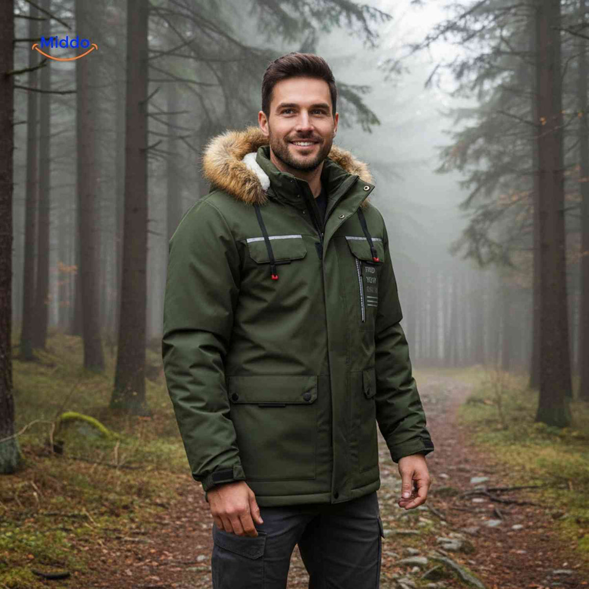Waterdichte Heren Parka met Capuchon Ademend Windbestendig Lente Herfst Regular Fit Casual Outdoorjas | Sansoti