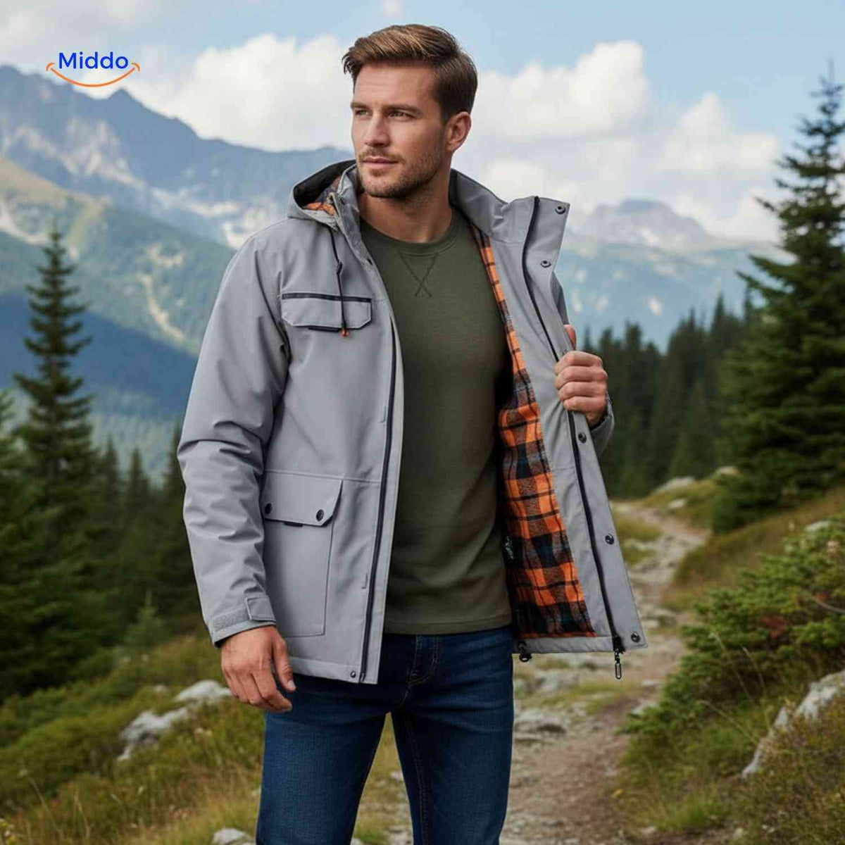 Waterdichte Heren Parka met Capuchon Ademend Windbestendig Lente Herfst Regular Fit Casual Outdoorjas | Sansoti