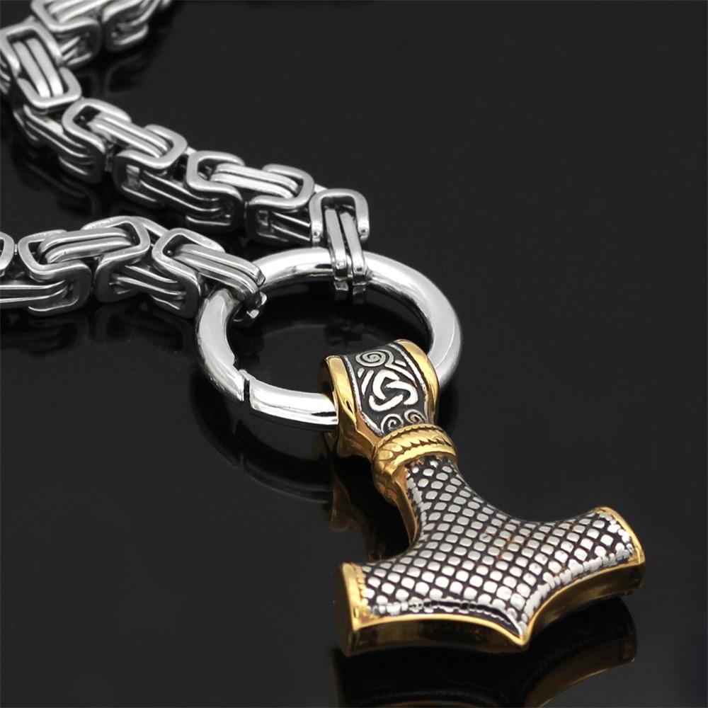 Roestvrij Stalen Schakelketting met Dubbele Wolfskop & Hamer Ornament 60-90cm Verstelbaar Unisex Sieraad | Sansoti