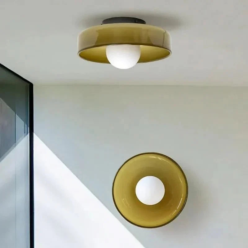 Glazen Plafondlamp Scandinavische Stijl Groen Geel Wit – Sfeervolle Verlichting voor Woonkamer Slaapkamer | Sansoti