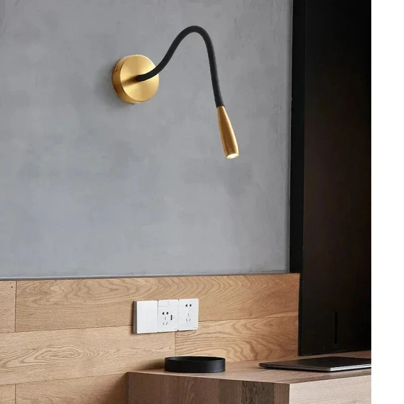 Adjustable Wall Lamp with Swivel Arm – Reading Lamp Bronze Black for Bedroom | Sansoti
