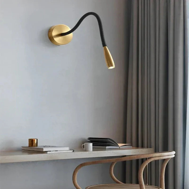Adjustable Wall Lamp with Swivel Arm – Reading Lamp Bronze Black for Bedroom | Sansoti