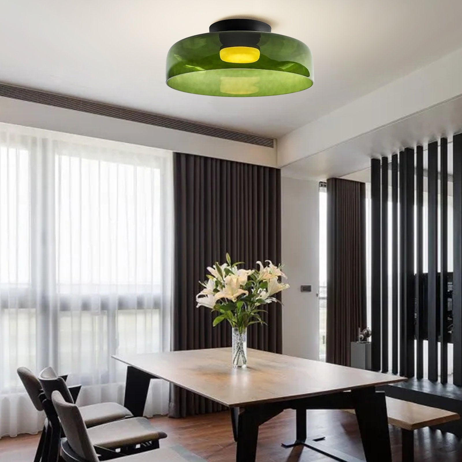 Design Glazen Plafondlamp met Gelaagde Structuur — Elegant Lichtspel voor Eetkamer, Woonkamer en Slaapkamer | Sansoti