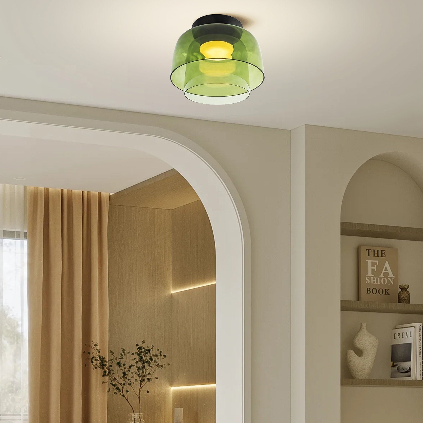 Design Glazen Plafondlamp met Gelaagde Structuur — Elegant Lichtspel voor Eetkamer, Woonkamer en Slaapkamer | Sansoti