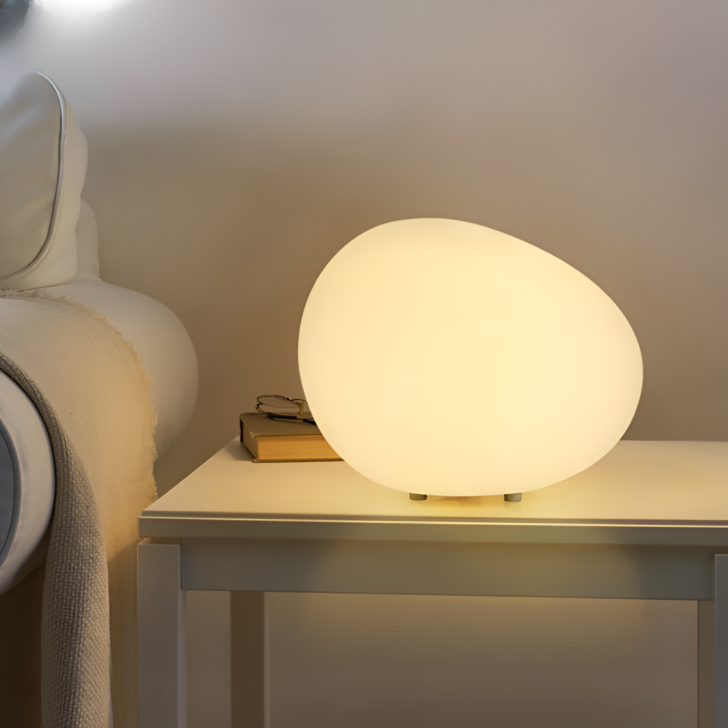 Stein Tischlampe LED 3-Farben PE Stimmungslicht 22cm Wohnzimmer Schlafzimmer Skandinavisch Organisch Nachtlicht Dimmbar | Restfield