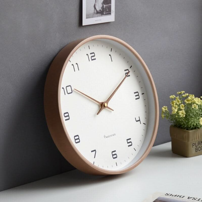Moderne Stille Houten Wandklok 25x25cm & 30x30cm Scandinavisch Minimalistisch Design voor Rustige Stijlvolle Interieurs | Sansoti