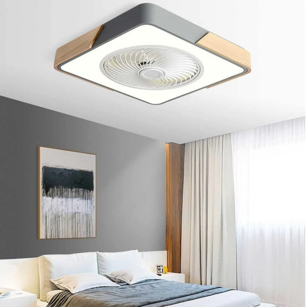Ventilateur de Plafond Bois LED Dimmable Télécommande 50cm Chambre Salon Salle à Manger | Restfield