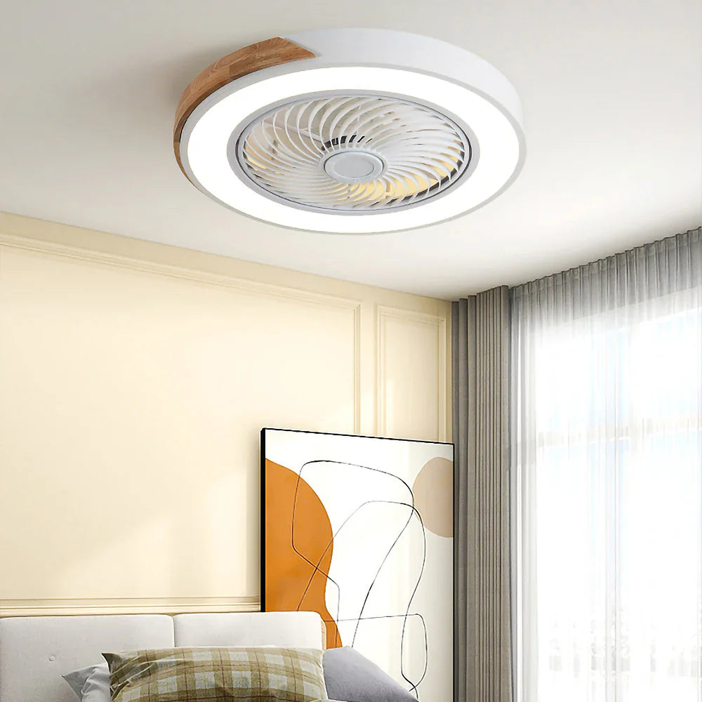 Ventilateur de Plafond Bois LED Dimmable Télécommande 50cm Chambre Salon Salle à Manger | Restfield