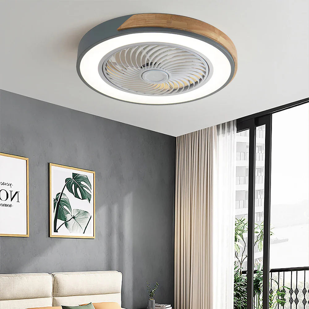 Ventilateur de Plafond Bois LED Dimmable Télécommande 50cm Chambre Salon Salle à Manger | Restfield
