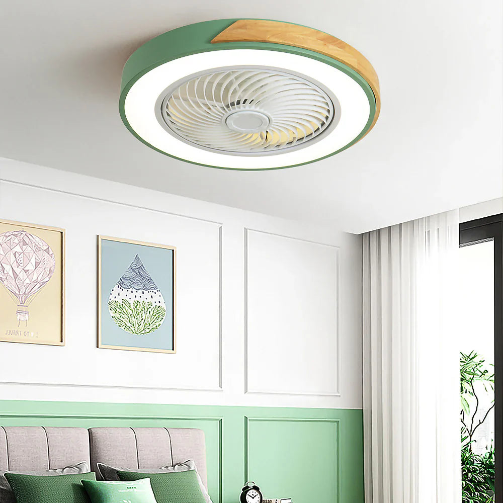 Ventilateur de Plafond Bois LED Dimmable Télécommande 50cm Chambre Salon Salle à Manger | Restfield