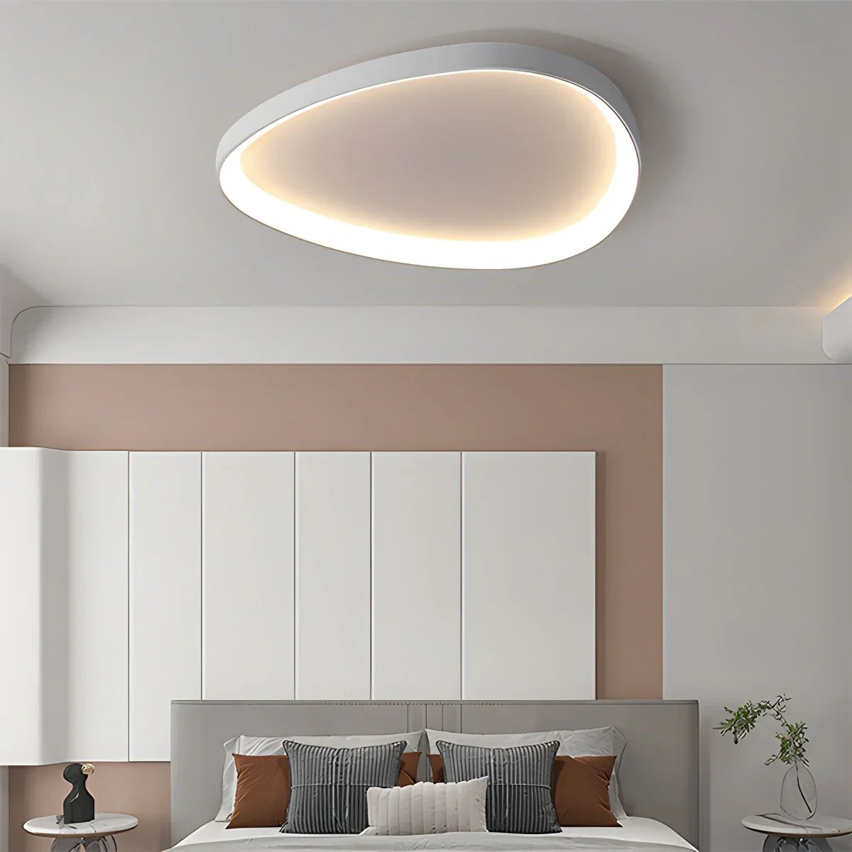 Plafonnier LED ovale dimmable métal noir blanc chambre hall salon éclairage de plafond moderne design scandinave lampe en saillie | Restfield