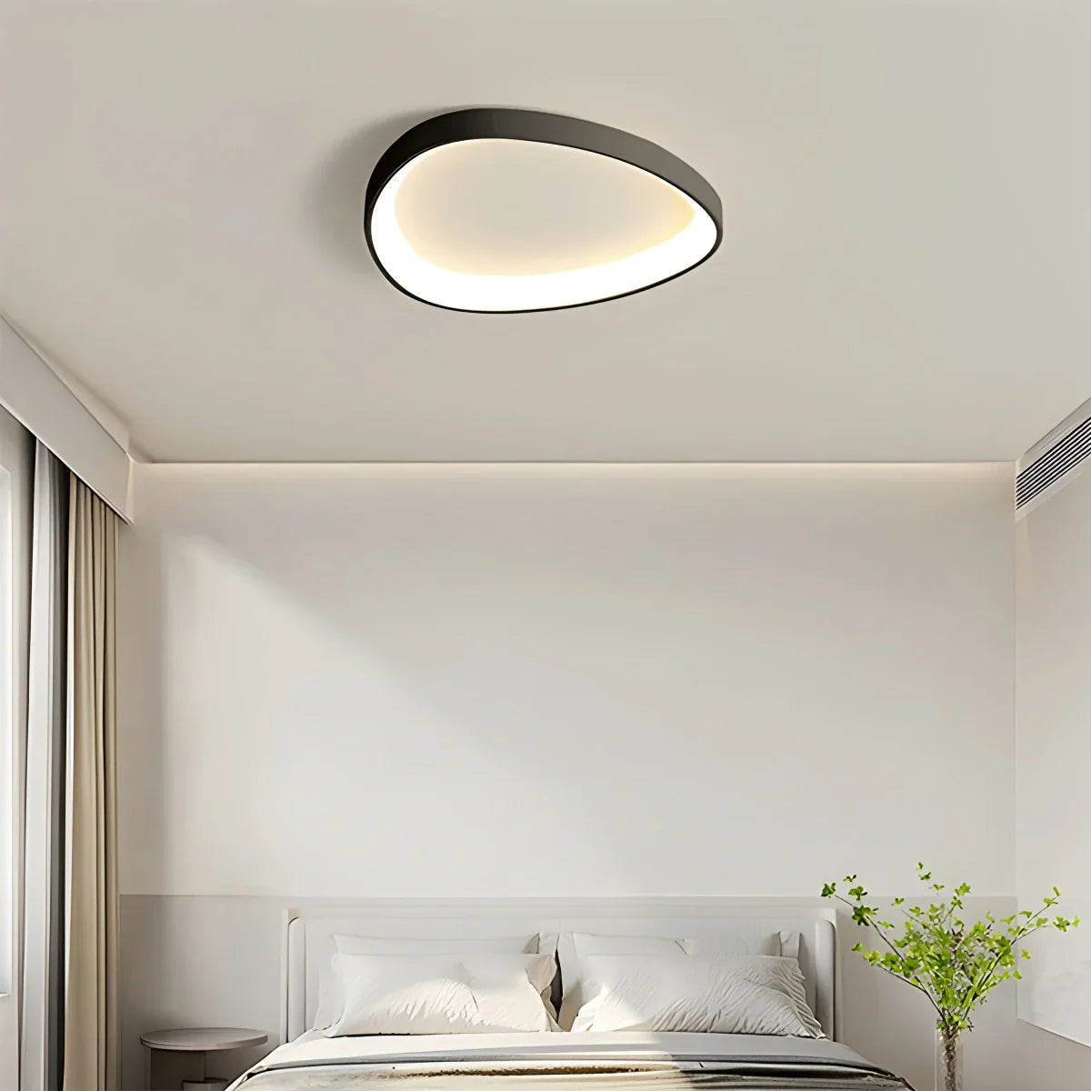 Plafonnier LED ovale dimmable métal noir blanc chambre hall salon éclairage de plafond moderne design scandinave lampe en saillie | Restfield