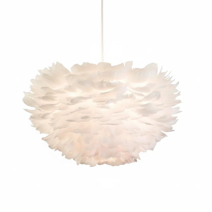 Ronde Hanglamp met Verendesign Wit of Grijs Metaal voor Woonkamer Slaapkamer Foyer Dimbaar E27 Plafondlamp | Sansoti