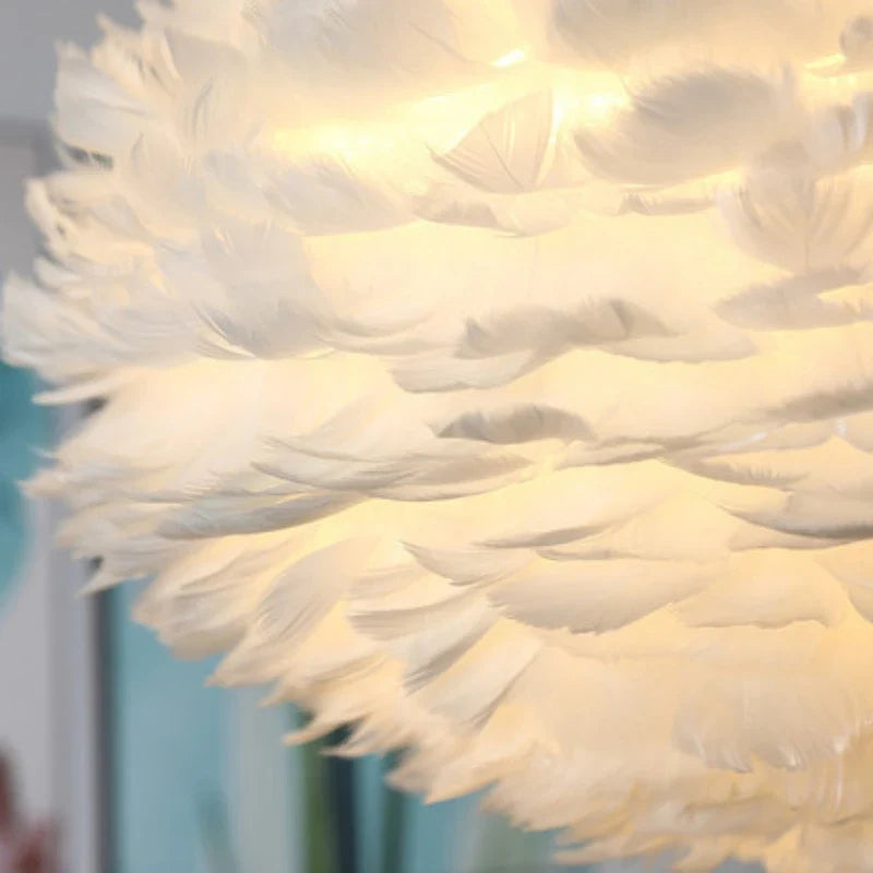 Ronde Hanglamp met Verendesign Wit of Grijs Metaal voor Woonkamer Slaapkamer Foyer Dimbaar E27 Plafondlamp | Sansoti