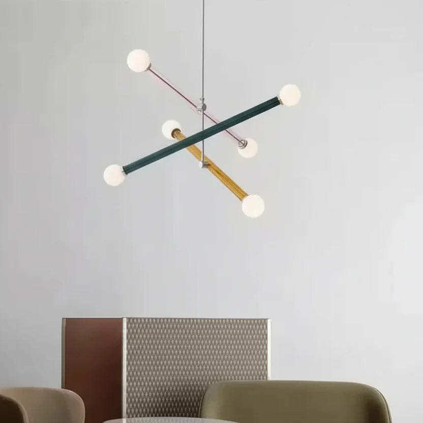 Wieloramienny szklany żyrandol w wielu kolorach, nowoczesny design, jadalnia, salon, sypialnia, lampa sufitowa, oświetlenie | Sansoti