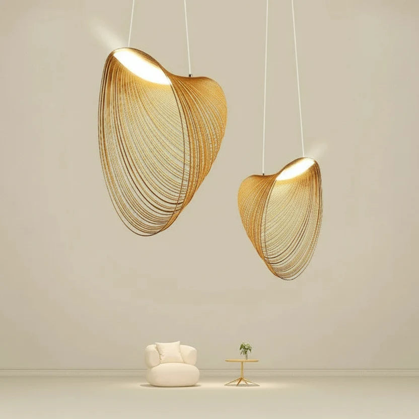 Gevlochten Bamboe Hanglamp Natuurlijke Textuur Warm Licht Scandinavisch Design Eetkamer Slaapkamer Woonkamer | Sansoti