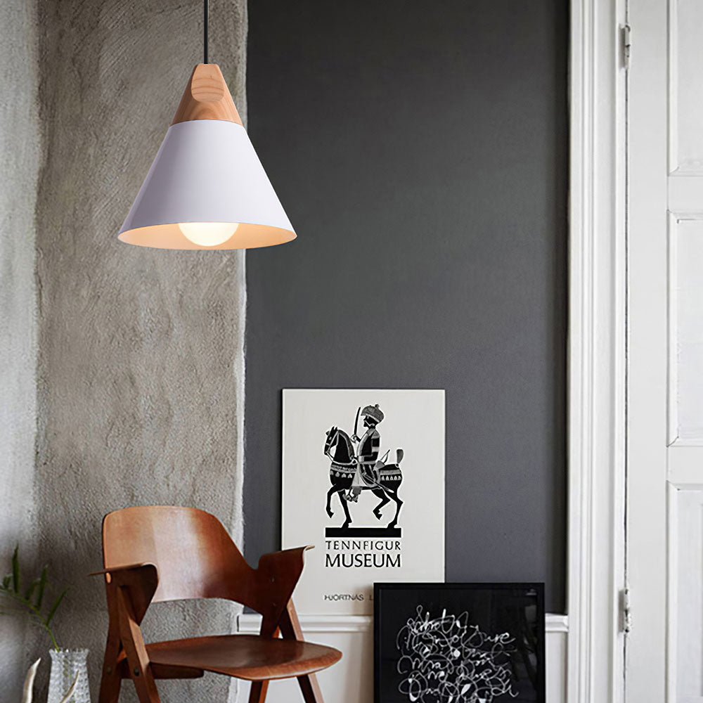 Suspension bois aluminium E27 colorée salle à manger salon cuisine lampe design moderne | Restfield