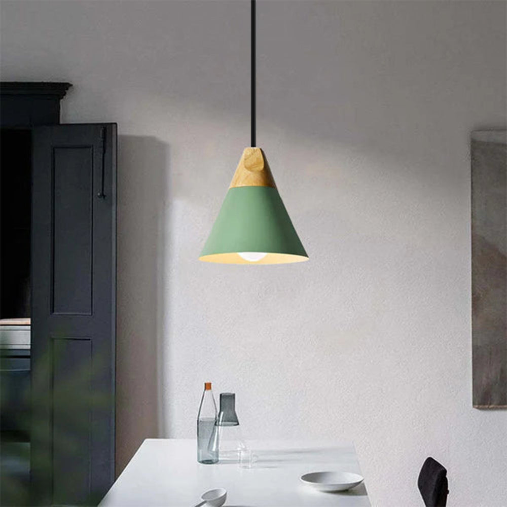 Suspension bois aluminium E27 colorée salle à manger salon cuisine lampe design moderne | Restfield