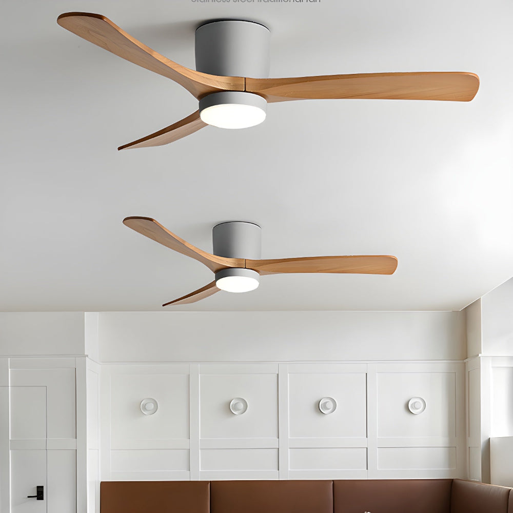 Moderne Plafondventilator Elena met Verlichting — Natuurhout & Zwart Exclusief Design | Sansoti