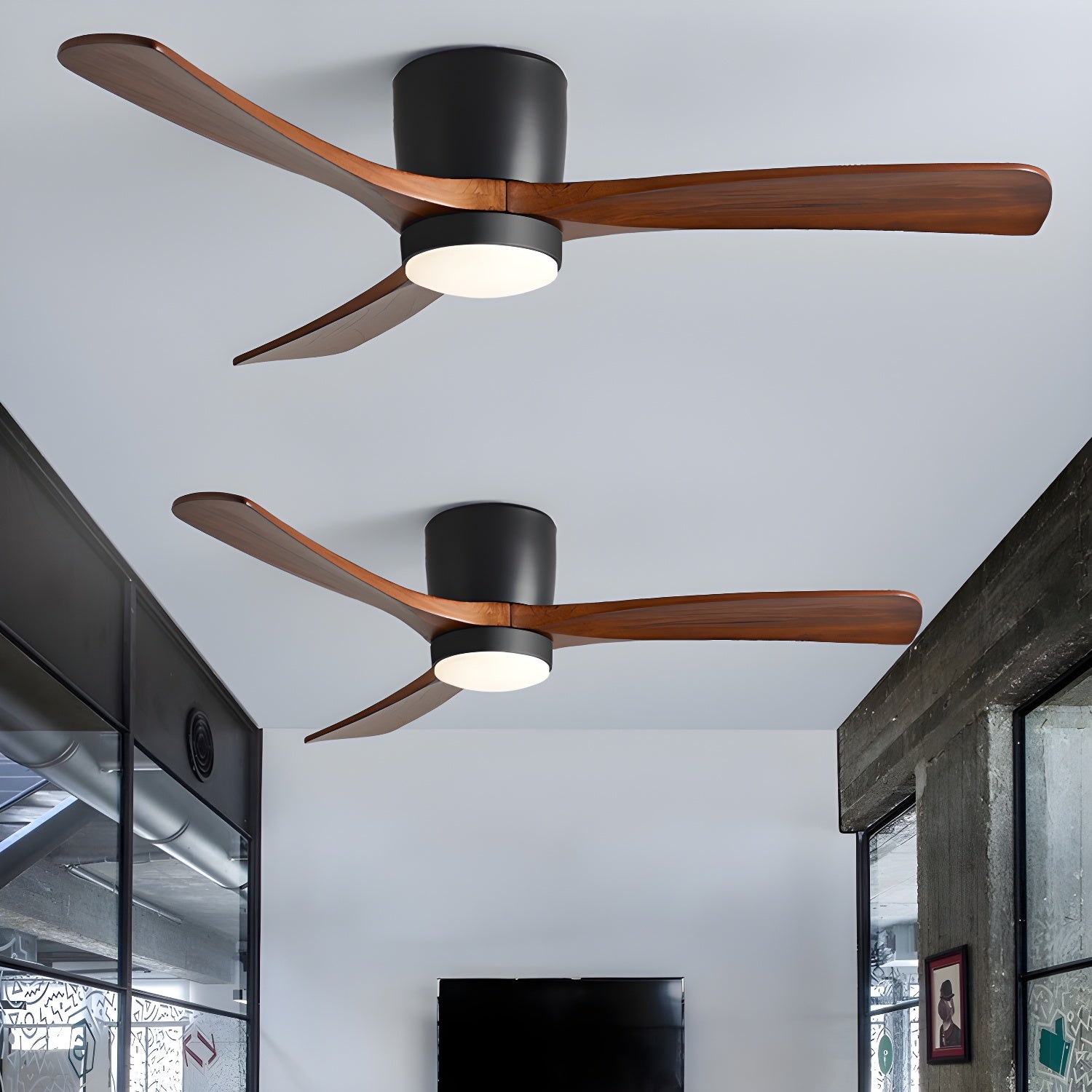 Ventilateur de plafond avec éclairage design scandinave en bois 106/122/132 cm dimmable avec télécommande ventilateur de plafond avec lampe LED lames en bois salon chambre salle à manger | Sansoti